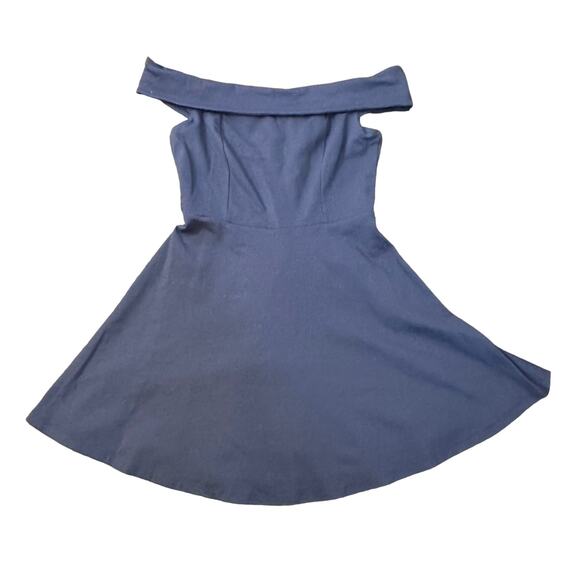 Lulu's Season of Fun blue off-the-shoulder fit & flair mini dress size M - Picture 13 of 13